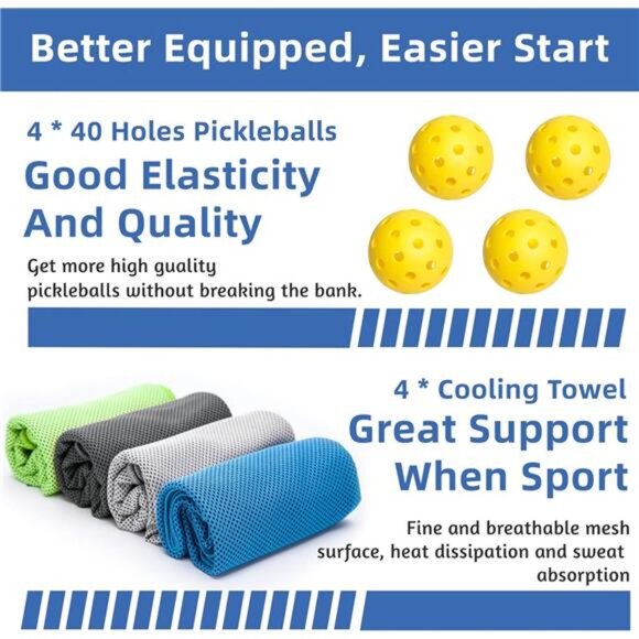 Pickleball Paddles, Pickleball Set with 4 Premium Wood Pickleball Paddles - Picture 5 of 7